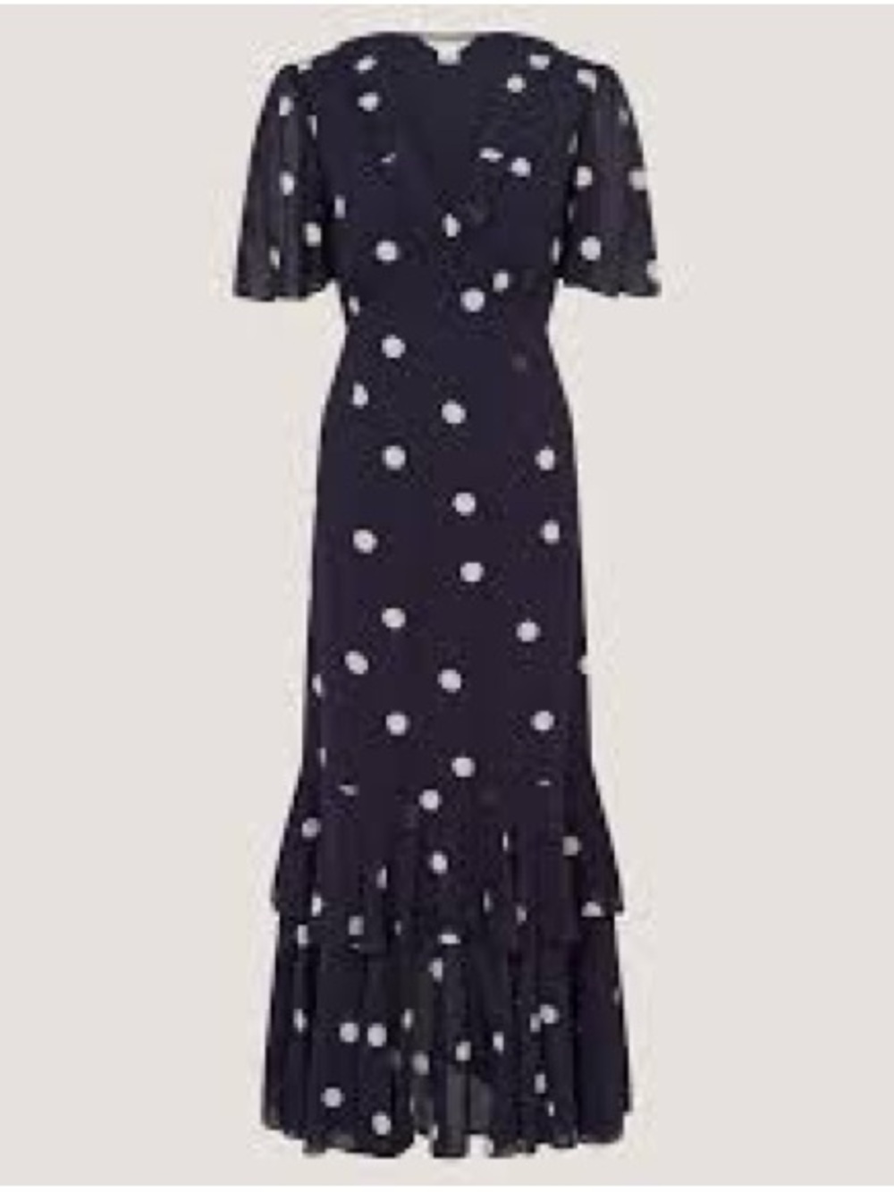 BAILEY 44 Navy White Polka Dot Kids Sheer Dress Ruffle Hem Puff Sleeves XL